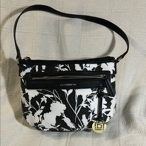 LIZ CLAIBORNE Monochrome Floral Shoulder Bag